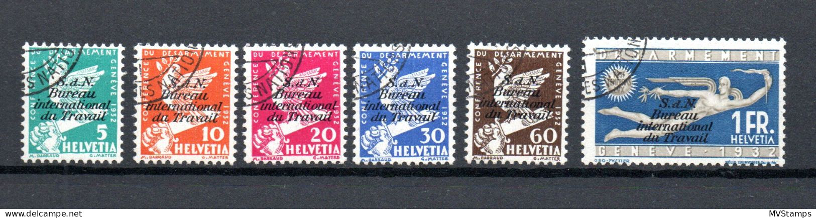 Switzerland 1932 Set Service BIT/ILO Stamps (Michel 32/37) Used, Some Thin Spott - Oficial