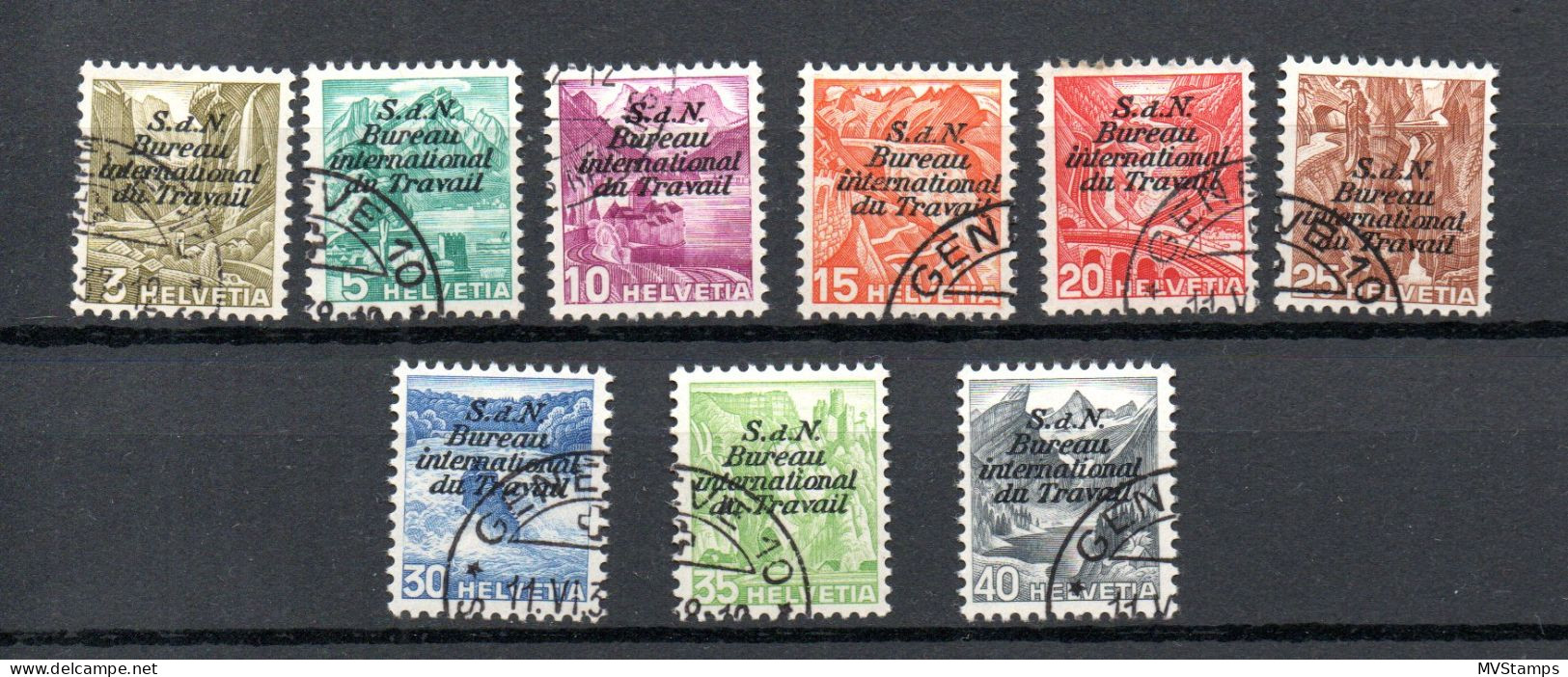 Switzerland 1937 Set Service BIT/ILO Stamps (Michel 39/47) Used - Officials