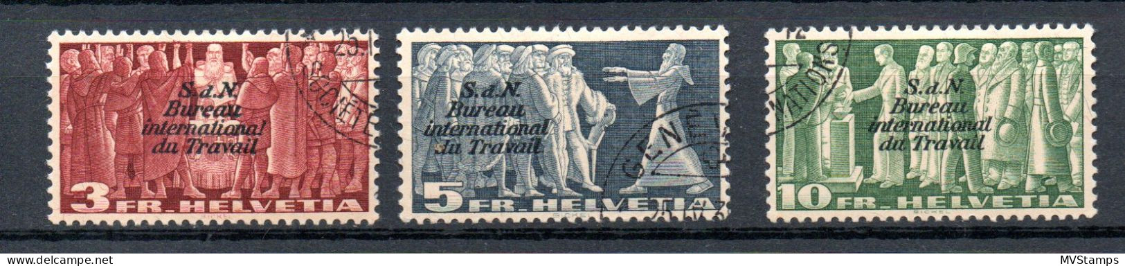 Switzerland 1939 Set Overprinted Service BIT/ILO Stamps (Michel 57/59) Used - Dienstzegels