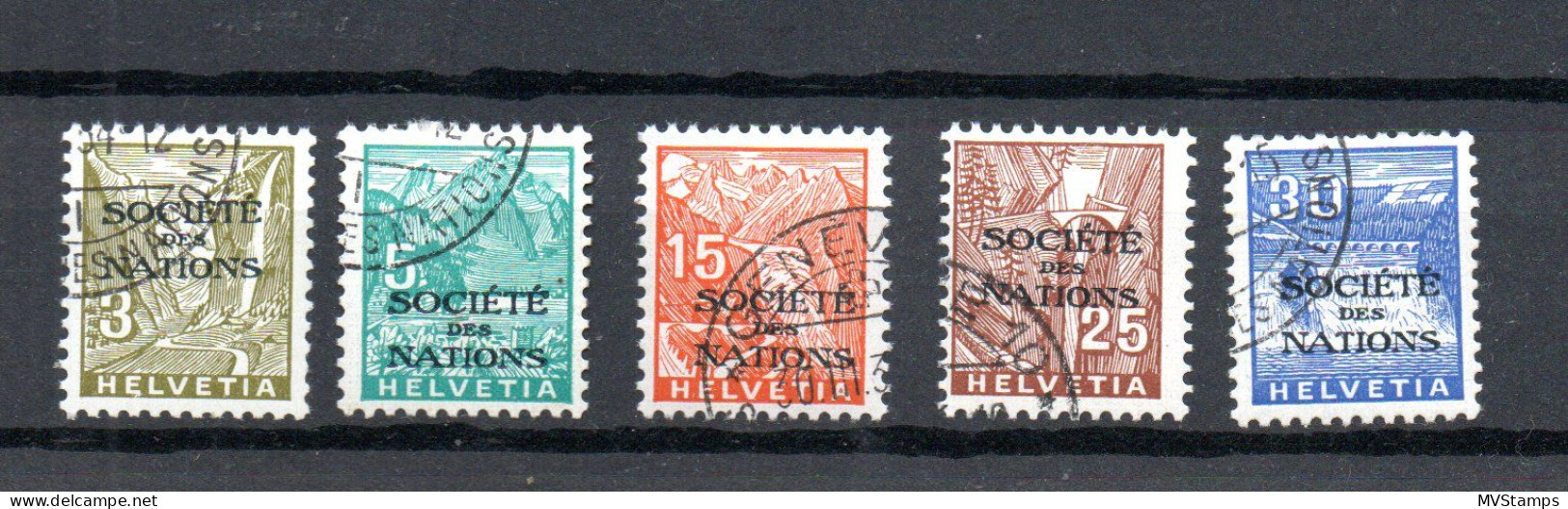 Switzerland 1934 Set Overprinted Service SDN Stamps (Michel 42/46) Nice Used - Oficial
