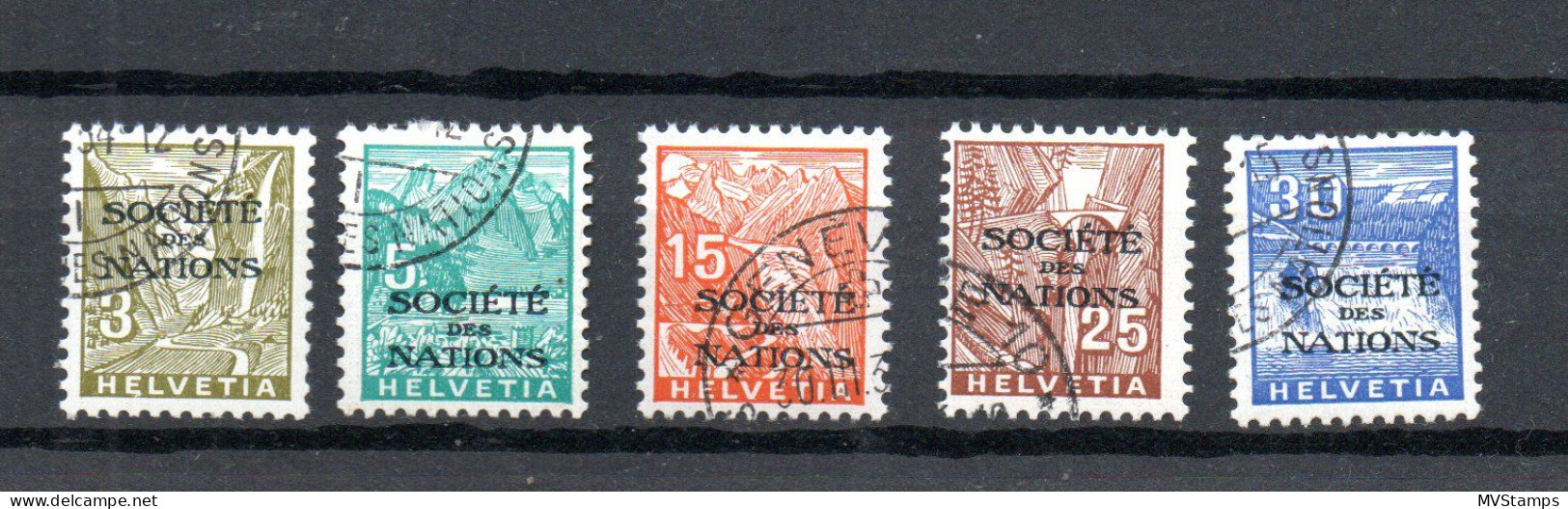 Switzerland 1934 Set Overprinted Service SDN Stamps (Michel 42/46) Nice Used - Officials