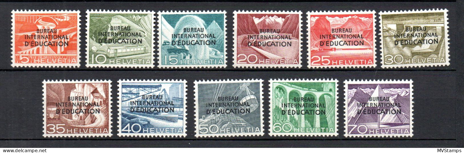 Switzerland 1950 Set Overprinted Service BIE/IBE/Education Stamps (Michel 29/39) Nice MLH - Dienstzegels