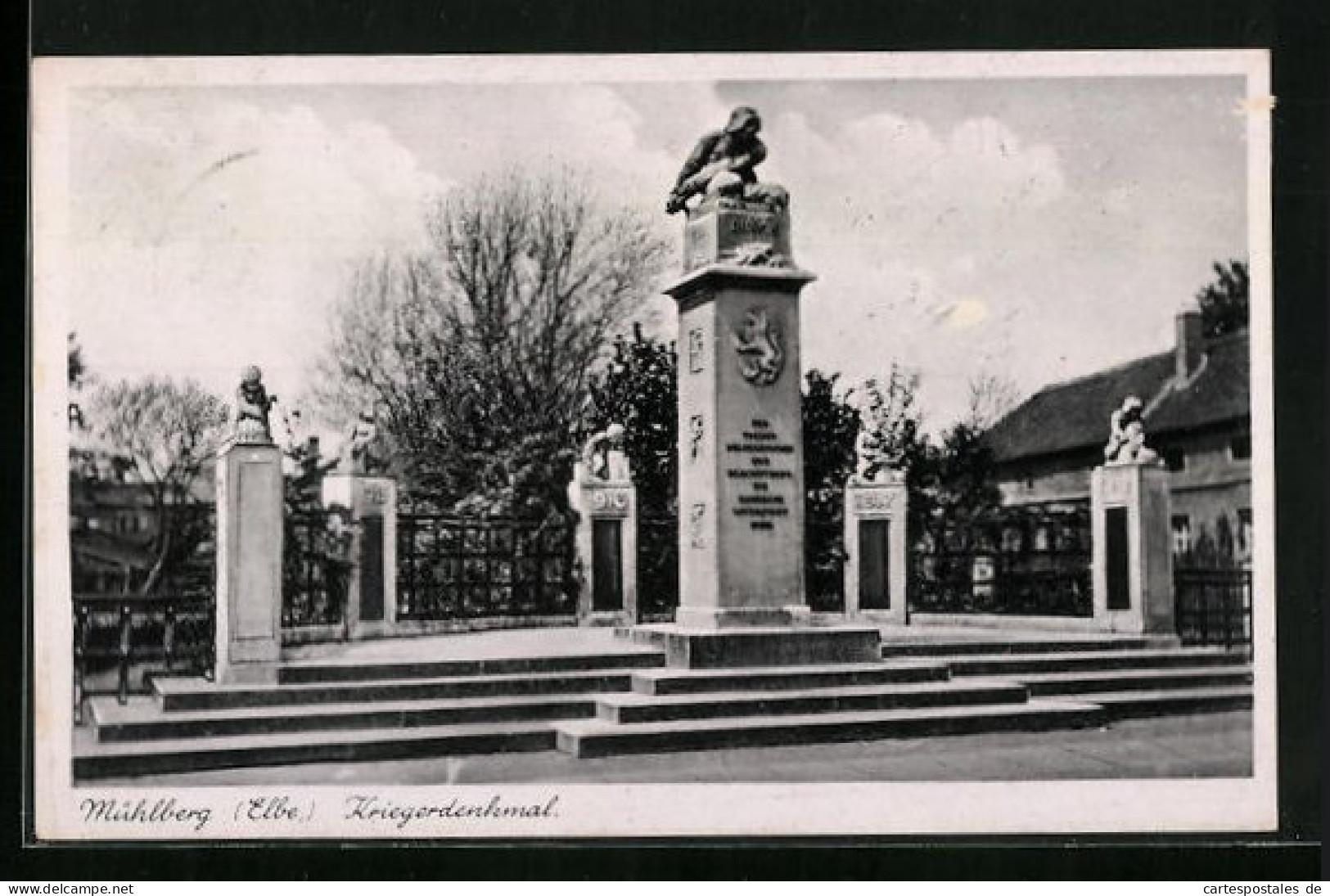 AK Mühlberg /Elbe, Kriegerdenkmal Mit Bäumen  - Muehlberg