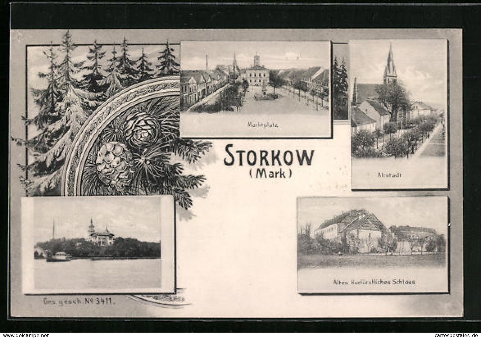 AK Storkow /Mark, Marktplatz, Altstadt, Altes Kurfürstliches Schloss  - Storkow