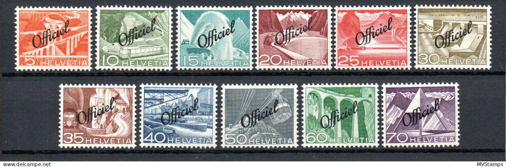 Switzerland 1950 Set Overprinted Service Stamps (Michel D 64/74) MLH - Dienstzegels