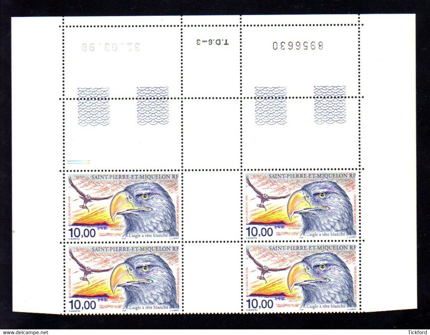 S.P.M. 1998 - PA  Yvert N° 78 -  Neuf **/ MNH - Bloc De 4 Coin Daté - Oiseaux Migrateurs, Birds - Unused Stamps