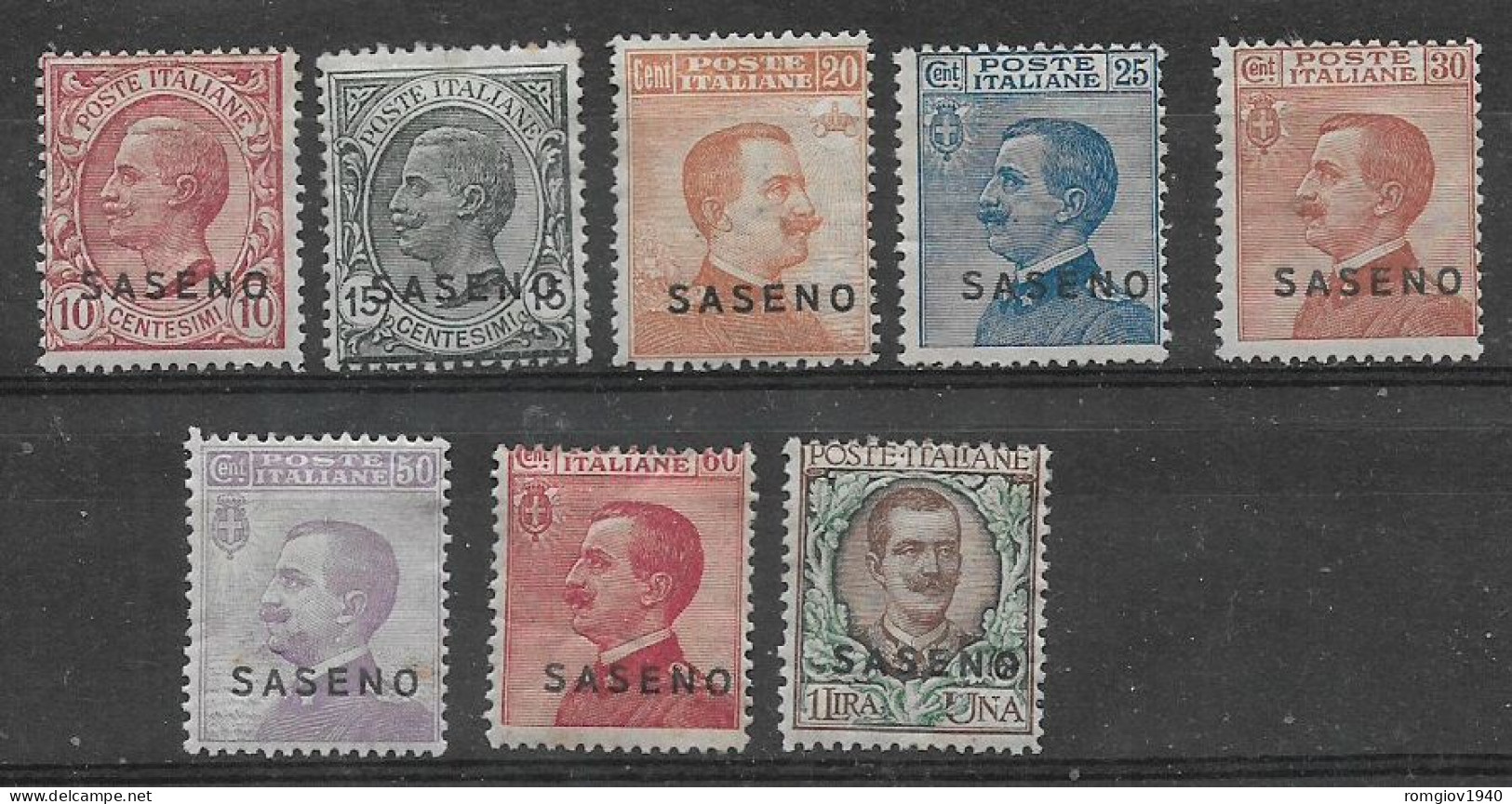 COLONIE ITALIANE SASENO 1923 FRANCOBOLLI DEL REGNO  SOPRASTAMPATI SASS. 1-8 MLH VF - Saseno