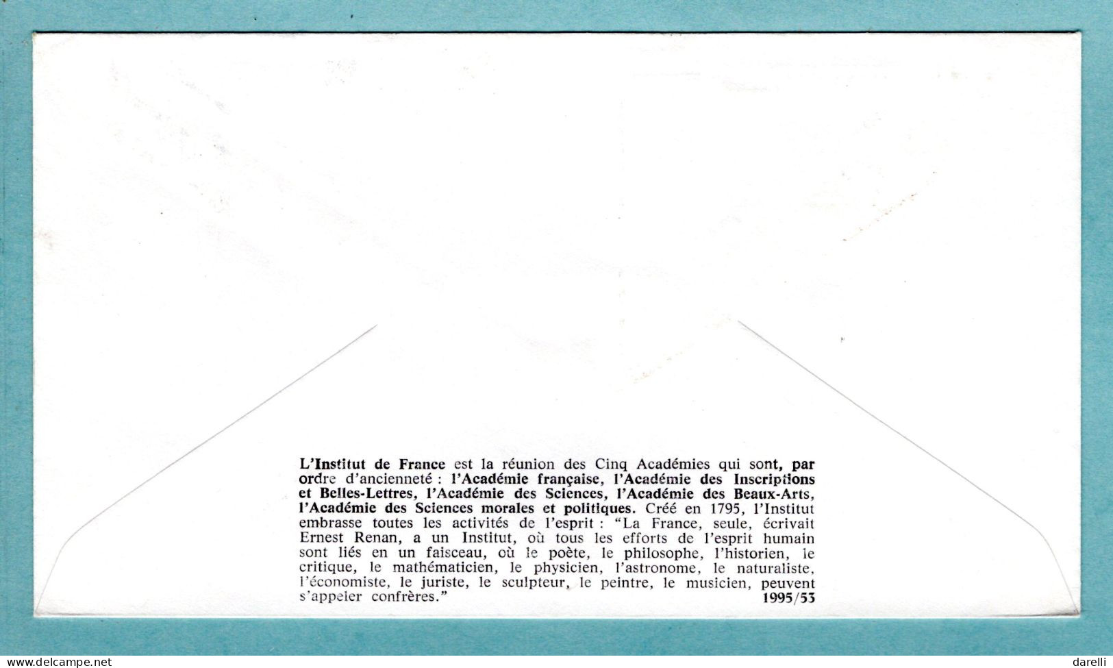 FDC France 1995 - Bicentenaire De L'institut De France - YT 2973 - Paris - Signature  René Quillivic - Dessinateur - 1990-1999