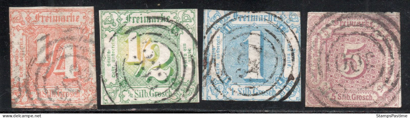 ALEMANIA – ESTADOS DEL NORTE (THURN AND TAXIS) Serie X 4 Sellos Usados CIFRAS Año 1859 - Valorizado En € 485,00 - Used