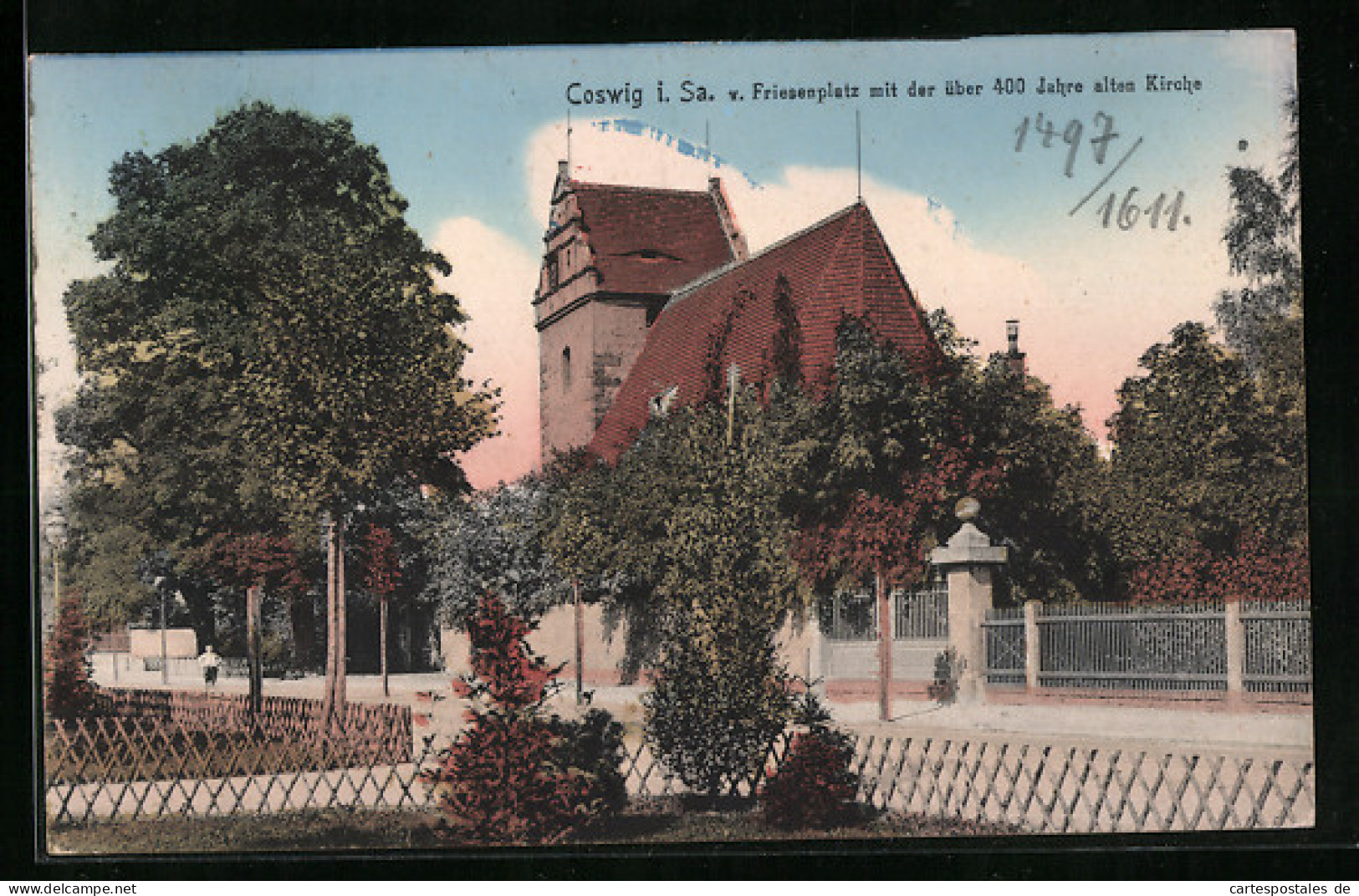 AK Coswig I. Sa., Friesenplatz Mit Der Alten Kirche  - Coswig