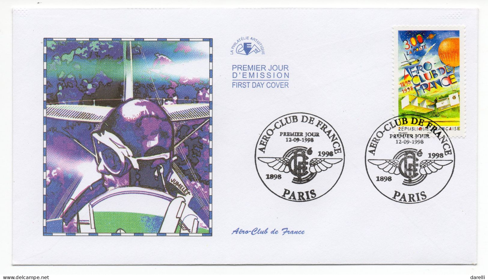 FDC France 1998 - Centenaire De L'Aéro-Club De France - YT 3172 - Paris - 1990-1999