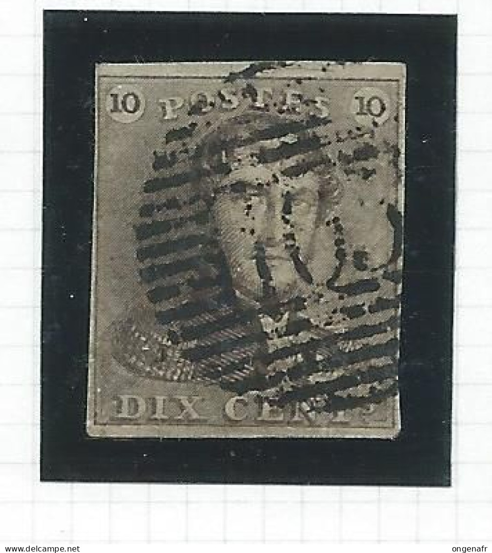 10 Centimes Brun Filigrane L L Encadré  N° 1 --   4 Filets  ( Obl. 103 - St Ghislain) - 1849 Schulterklappen