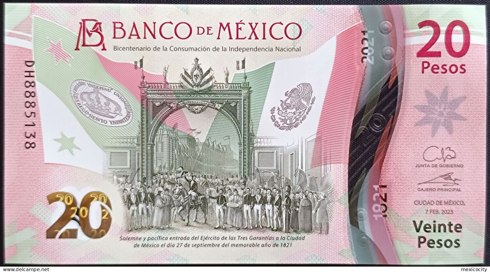 MEXICO $20 ! SERIES DH NEW 7-FEBR-2023 DATE ! Galia Bor. Sign. INDEPENDENCE POLYMER NOTE Read Descr. For Notes - México
