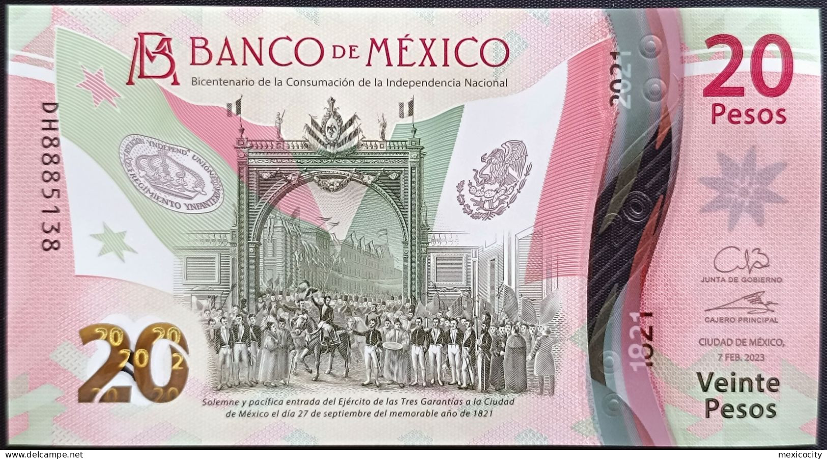 MEXICO $20 ! SERIES DH NEW 7-FEBR-2023 DATE ! Galia Bor. Sign. INDEPENDENCE POLYMER NOTE Read Descr. For Notes - Messico