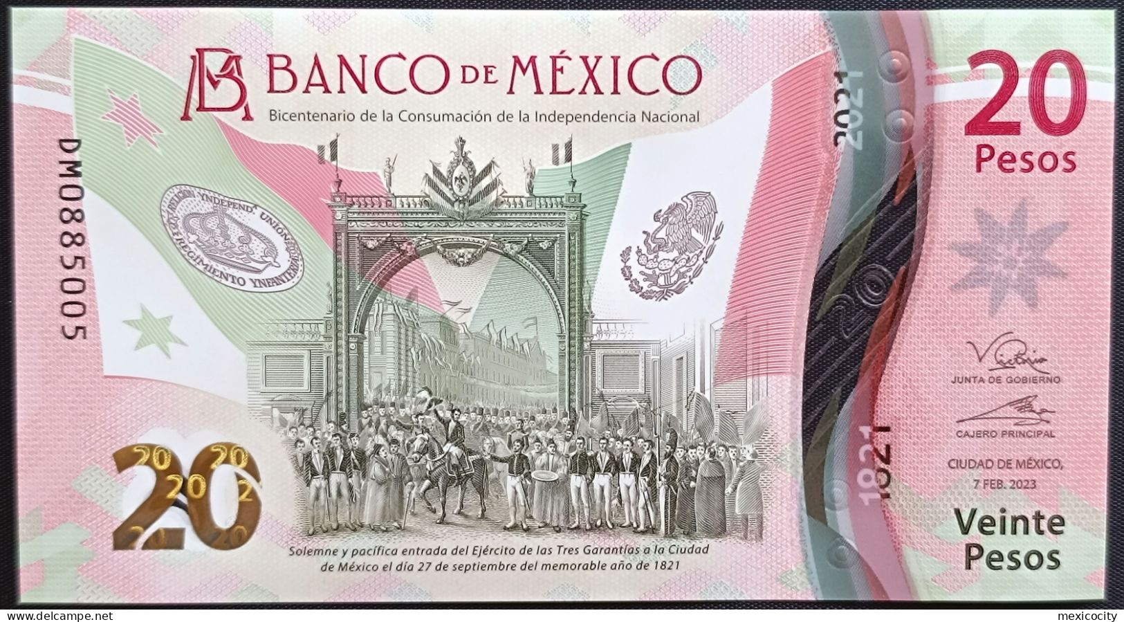 MEXICO $20 ! SERIES DM NEW 7-FEBR-2023 DATE ! Victoria Rod Sign. INDEPENDENCE POLYMER NOTE Read Descr. For Notes - Mexique