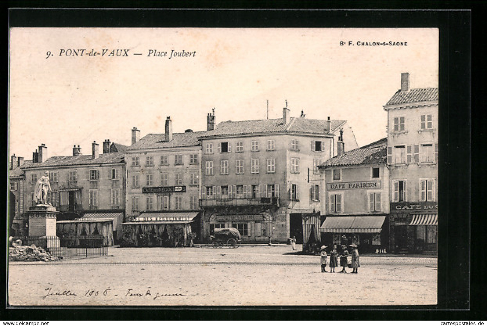 CPA Pont-de-Vaux, Place Joubert, Cafe Des Negoci, Cafe Parisien  - Pont-de-Vaux