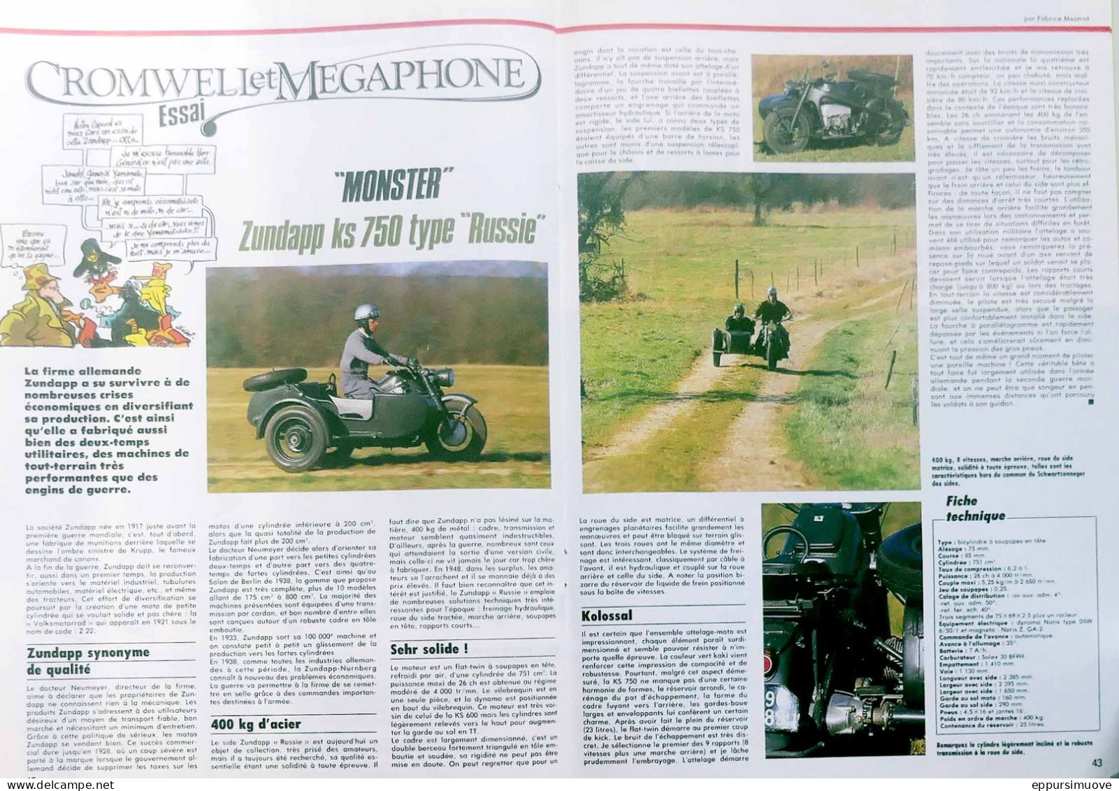 Article Papier 2 Pages SIDE-CAR ZUNDAPP KS 750 TYPE RUSSIE I Juillet 1988 MRFL - Unclassified