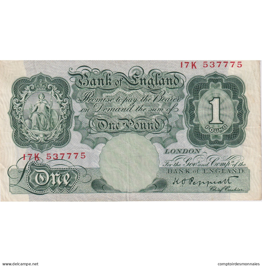 Billet, Grande-Bretagne, 1 Pound, KM:369a, TTB - 1 Pound