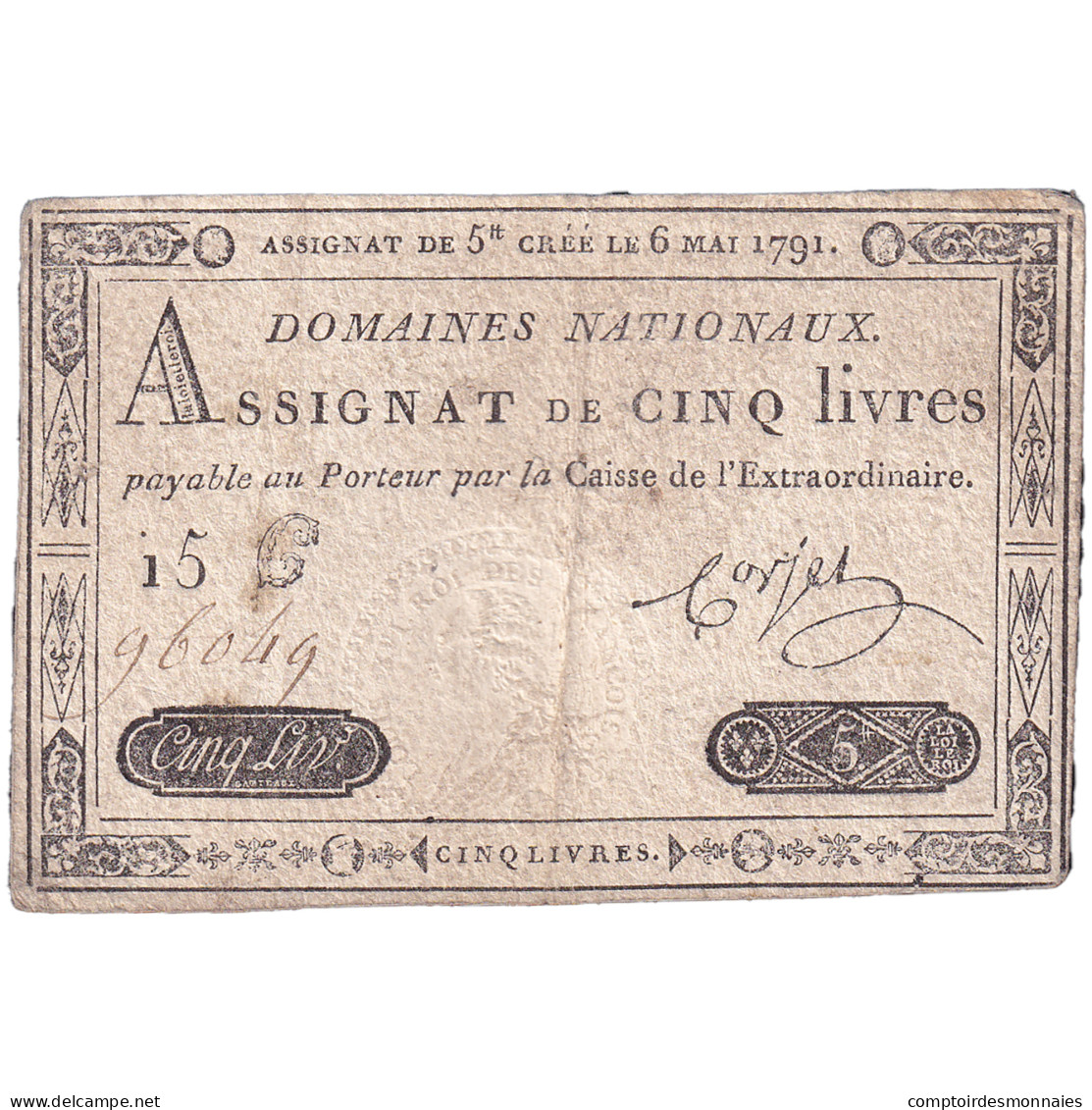 France, 5 Livres, 1791, 15G96049, TB+, KM:A42, Lafaurie:137 - Assignats & Mandats Territoriaux