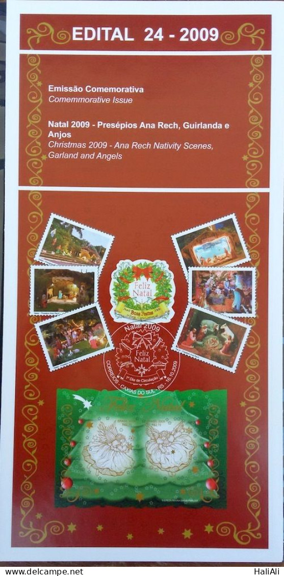 Brochure Brazil Edital 2009 24 Christmas Religion Without Stamp - Cartas & Documentos