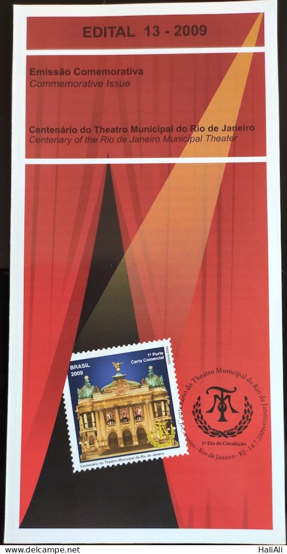 Brochure Brazil Edital 2009 13 Municipal Theater Of Rio De Janeiro Without Stamp - Storia Postale