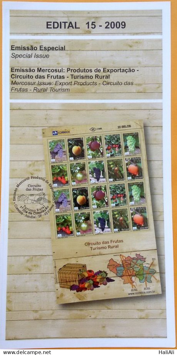 Brochure Brazil Edital 2009 15 Fruit Circuit Rural Tourism Strawberry Grape Without Stamp - Covers & Documents