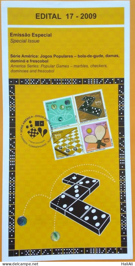 Brochure Brazil Edital 2009 17 Popular Games Checkers Racket Without Stamp - Covers & Documents