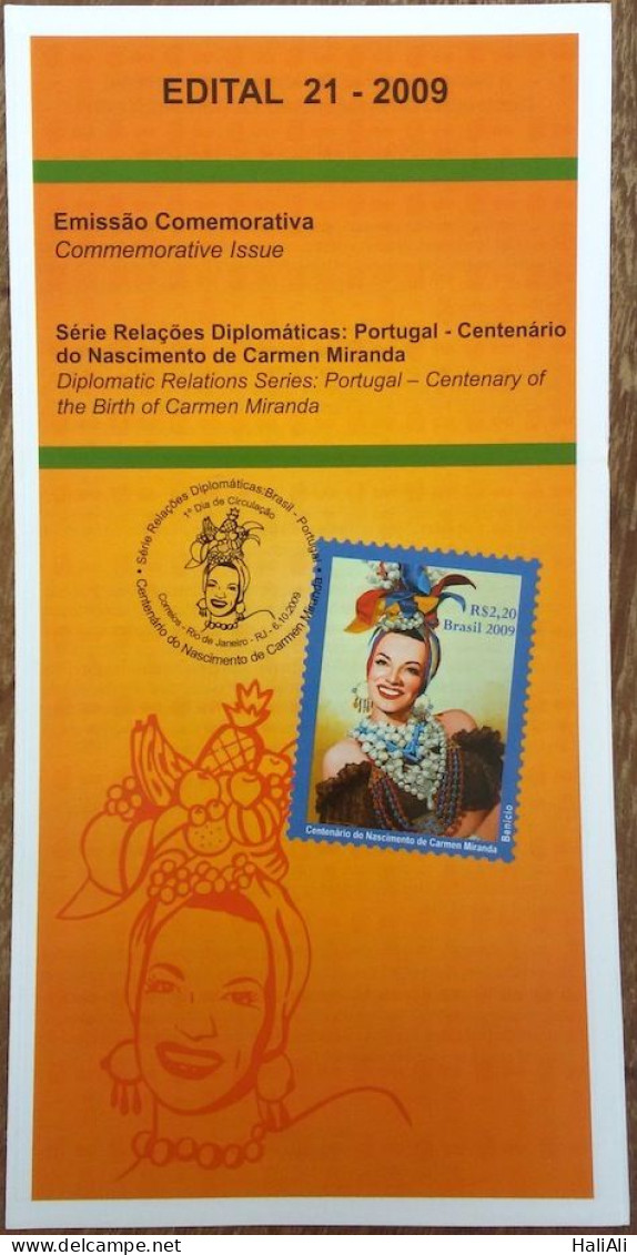 Brochure Brazil Edital 2009 21 Portugal Carmem Miranda Music Without Stamp - Covers & Documents