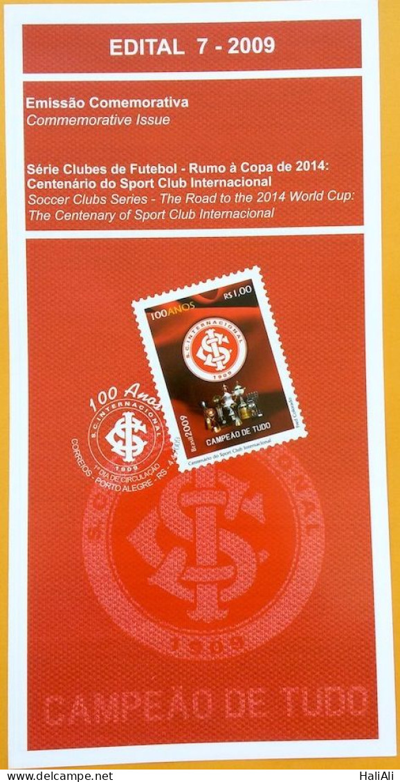 Brochure Brazil Edital 2009 07 Sport Club Internacional Football Without Stamp - Covers & Documents