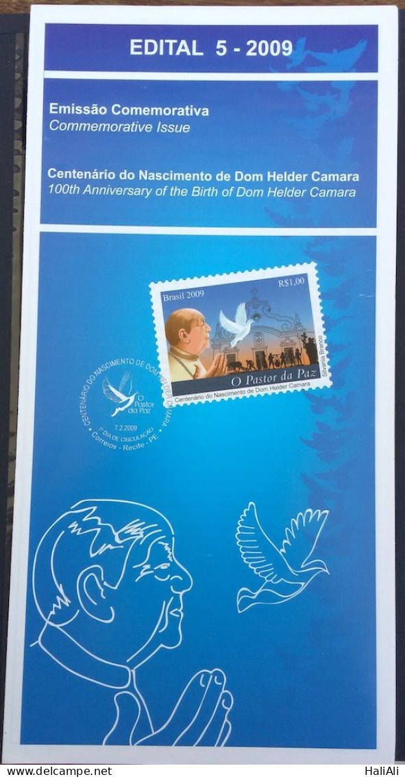 Brochure Brazil Edital 2009 05 Helder Camara Religion Without Stamp - Covers & Documents