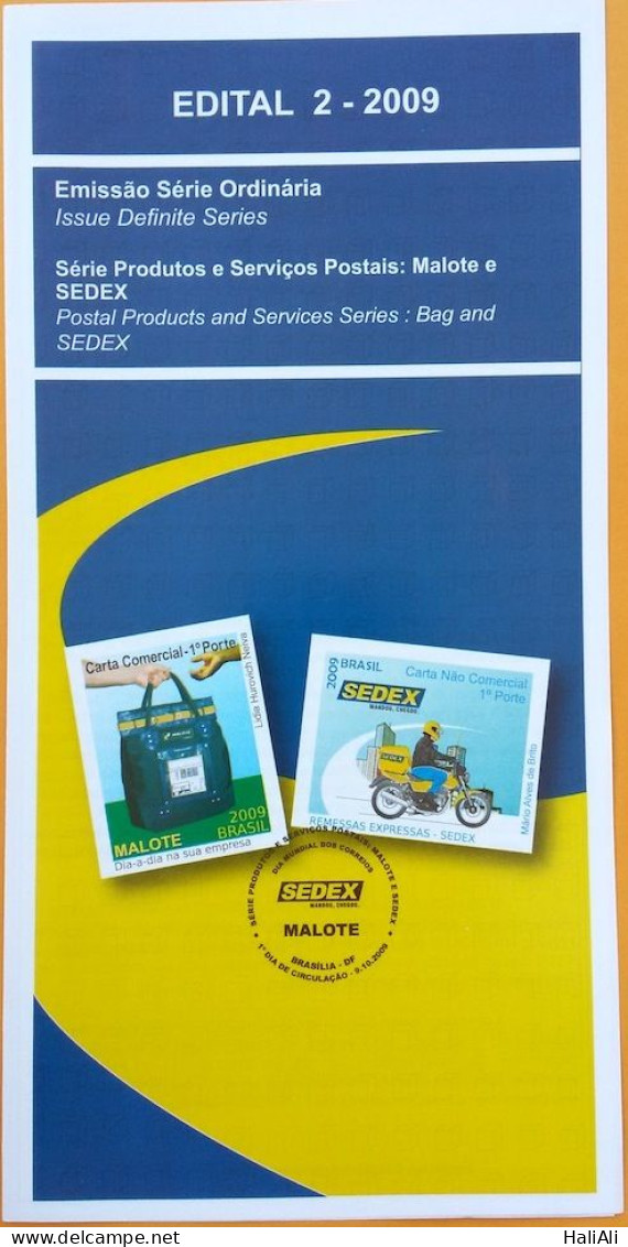 Brochure Brazil Edital 2009 02 Pouch And Sedex Postal Services Without Stamp - Brieven En Documenten