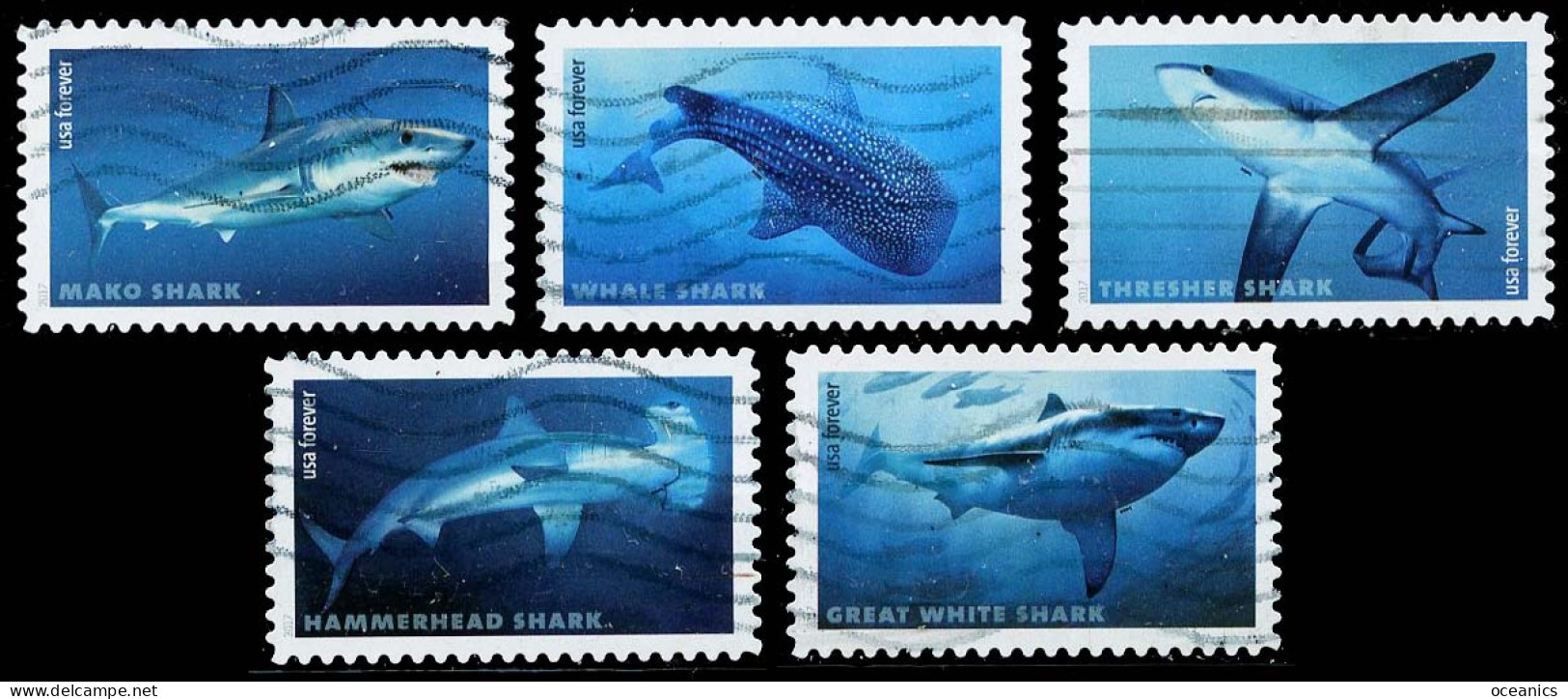 Etats-Unis / United States (Scott No.5223-27 - Requin / Shark) (o) Set Of 5 - Oblitérés