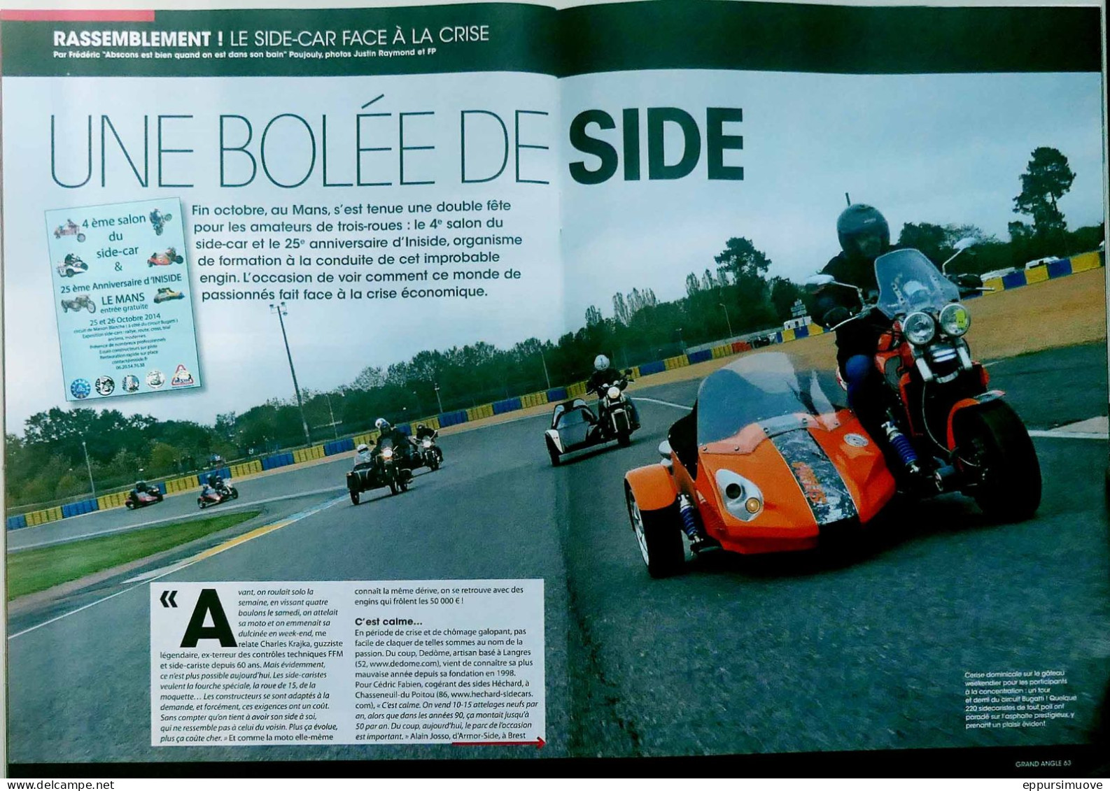 Article Papier 6 Pages MOTO SIDE-CAR AU MANS Novembre 2014 MJFL - Ohne Zuordnung