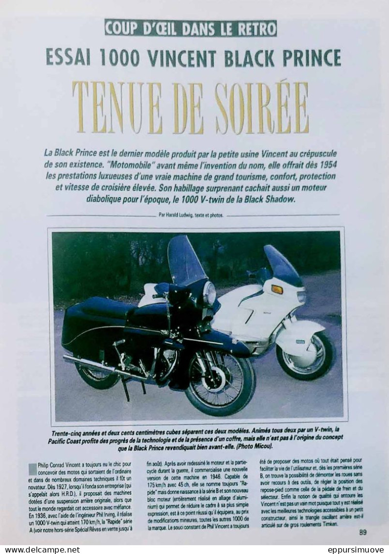 Article Papier 7 Pages MOTO VINCENT 1000 BLACK PRINCE Juillet 1991 MJFL - Non Classés