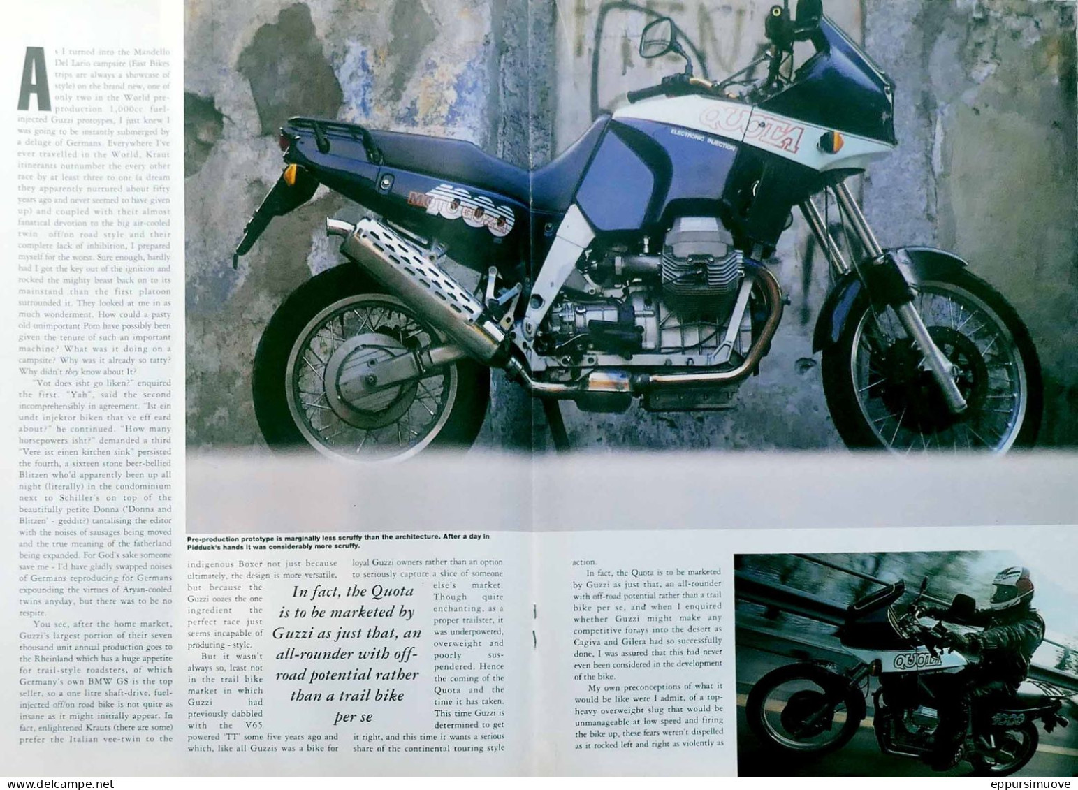 Article Papier 10 Pages MOTO GUZZI JOHN WITTNER + QUOTA 1000 Novembre 1991 FL-04 - Ohne Zuordnung