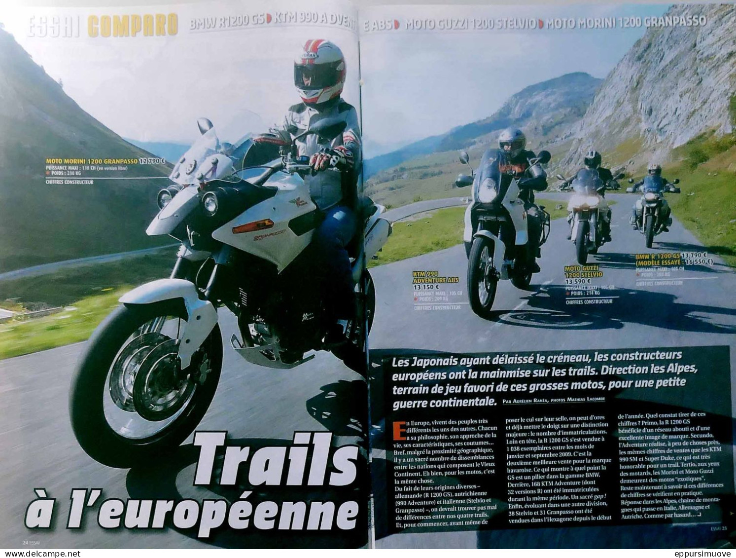 Article Papier 12 Pages MOTO GUZZI 1200 STELVIO MORINI 1200 GRANPASSO BMW R1200 GS KTM 990 Octobre 2009 MJFL - Ohne Zuordnung