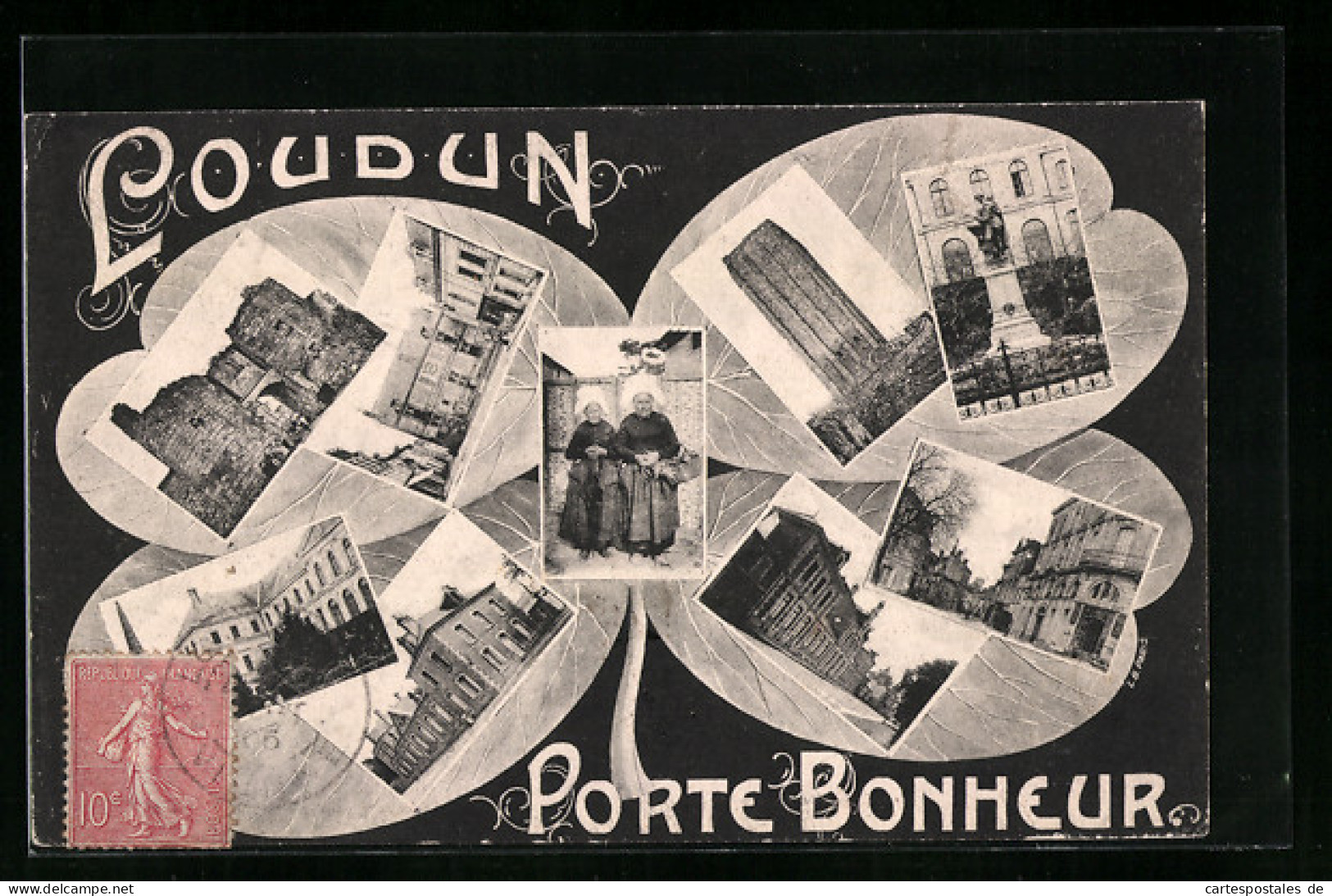 CPA Loudun, Porte Bonheur, Vue Générale, Vue De La Rue, Tracht  - Loudun