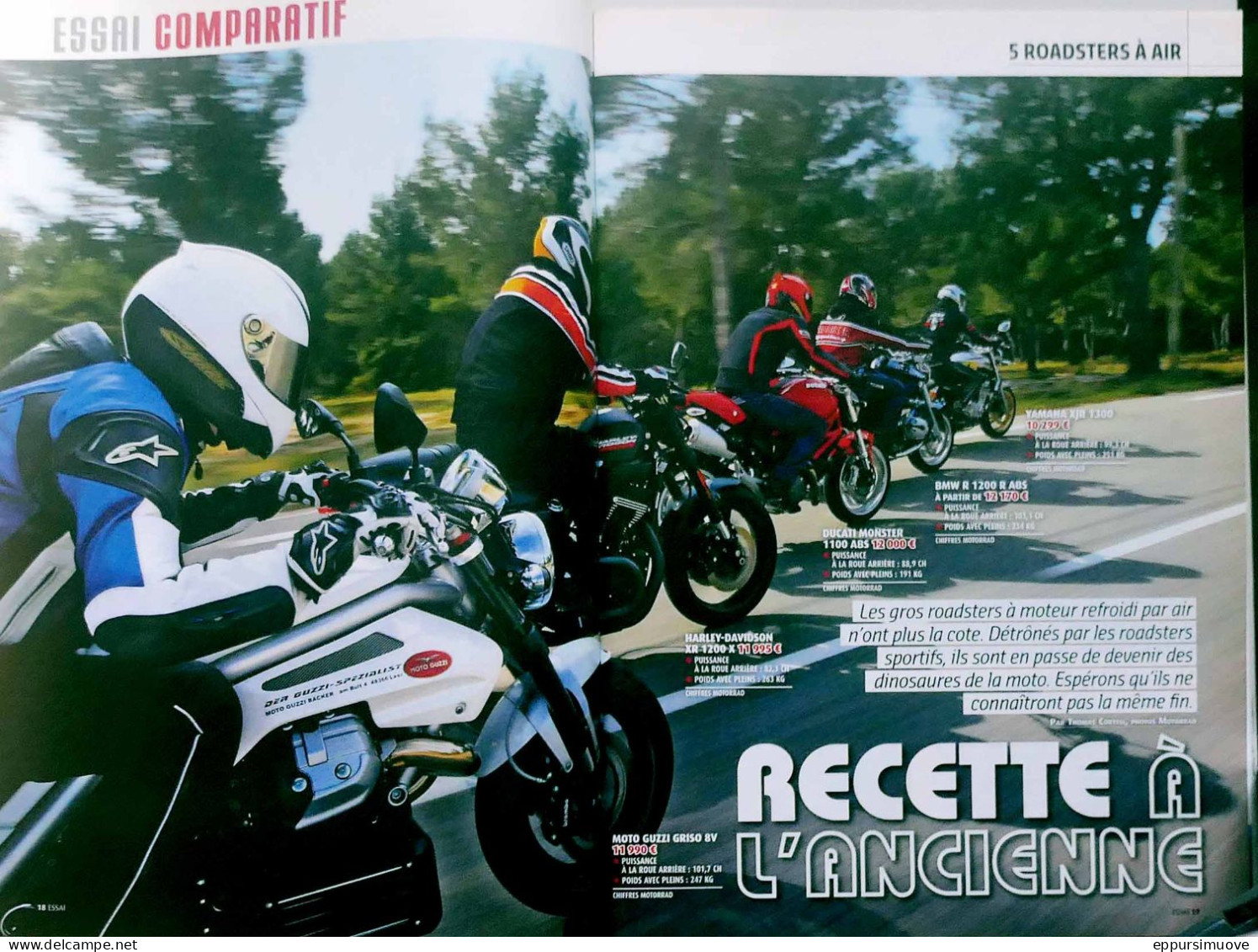 Article Papier 19 Pages ROADSTERS HARLEY XR 1200 X BMW R1200 R DUCATI MONSTER YAMAHA XJR MOTO GUZZI GRISO 8V + 750 NEVAD - Ohne Zuordnung