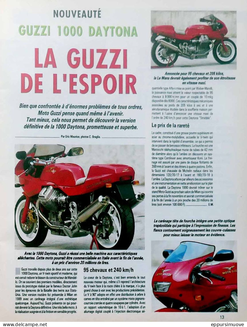 Article Papier MOTO GUZZI 1000 DAYTONA Octobre 1991 MJFL - Ohne Zuordnung