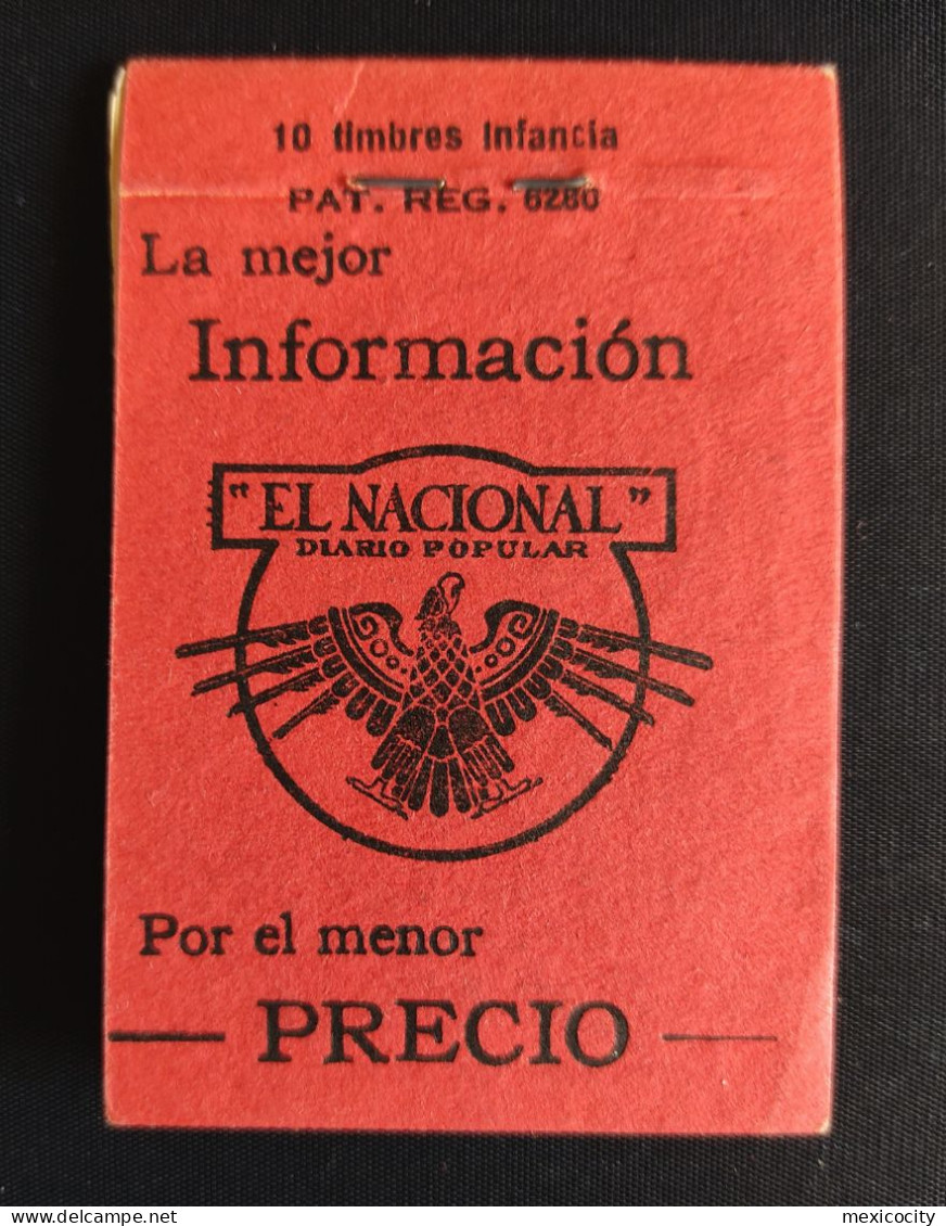 MEXICO 1929 BOOKLET - cpl. w/ 10 1c. postal tax stamps, CORONA ROJA cover, see all imgs.