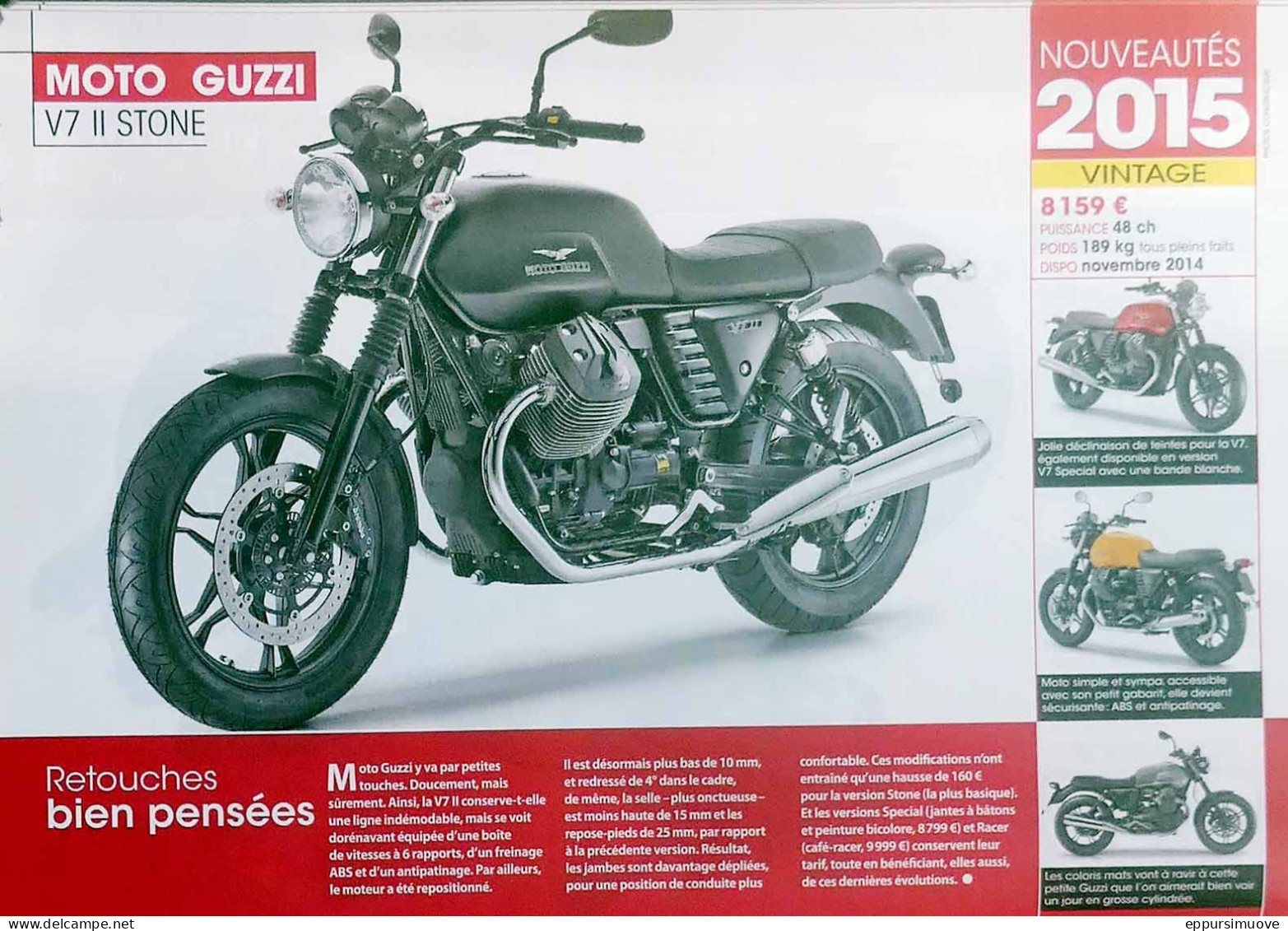 Article Papier MOTO GUZZI V7 II STONE Novembre 2014 MJFL - Ohne Zuordnung