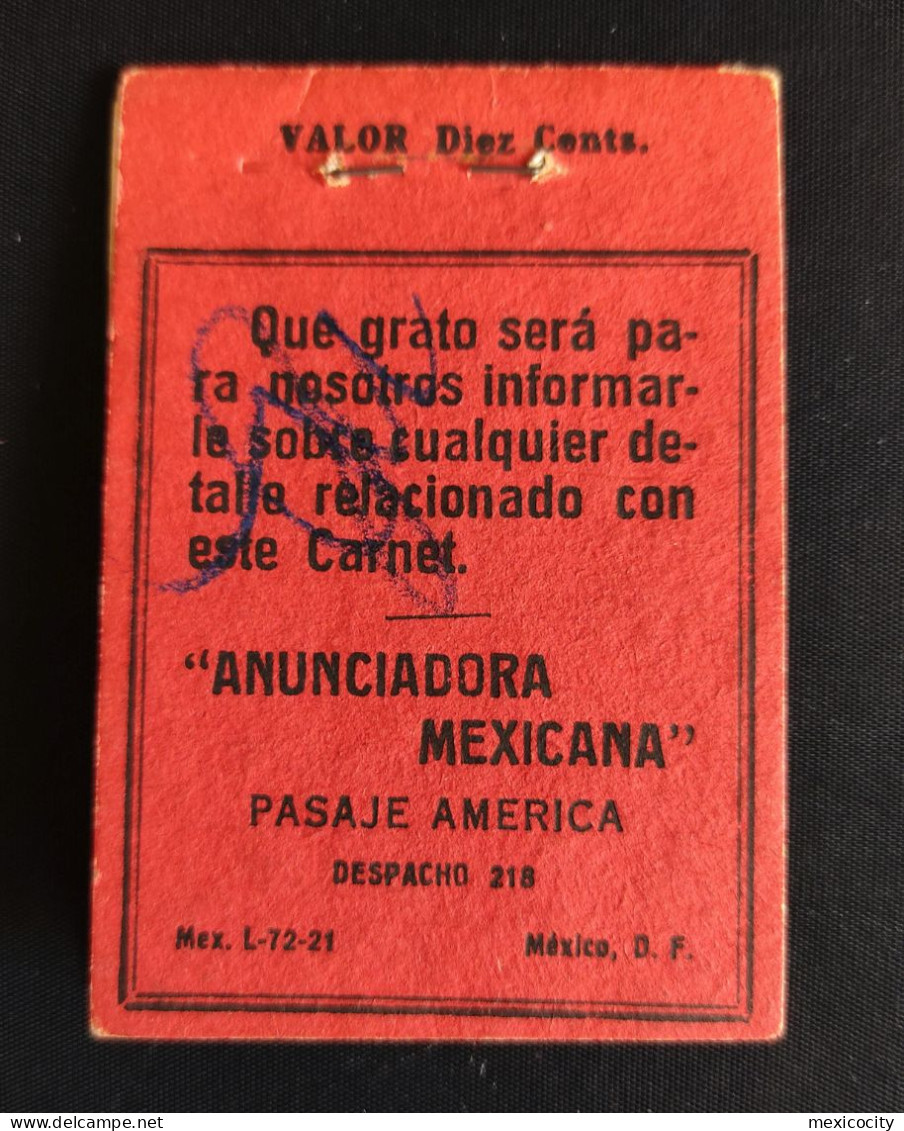 MEXICO 1929 BOOKLET - cpl. w/ 10 1c. postal tax stamps, rare "ANUNCIADORA" cover, see all imgs.