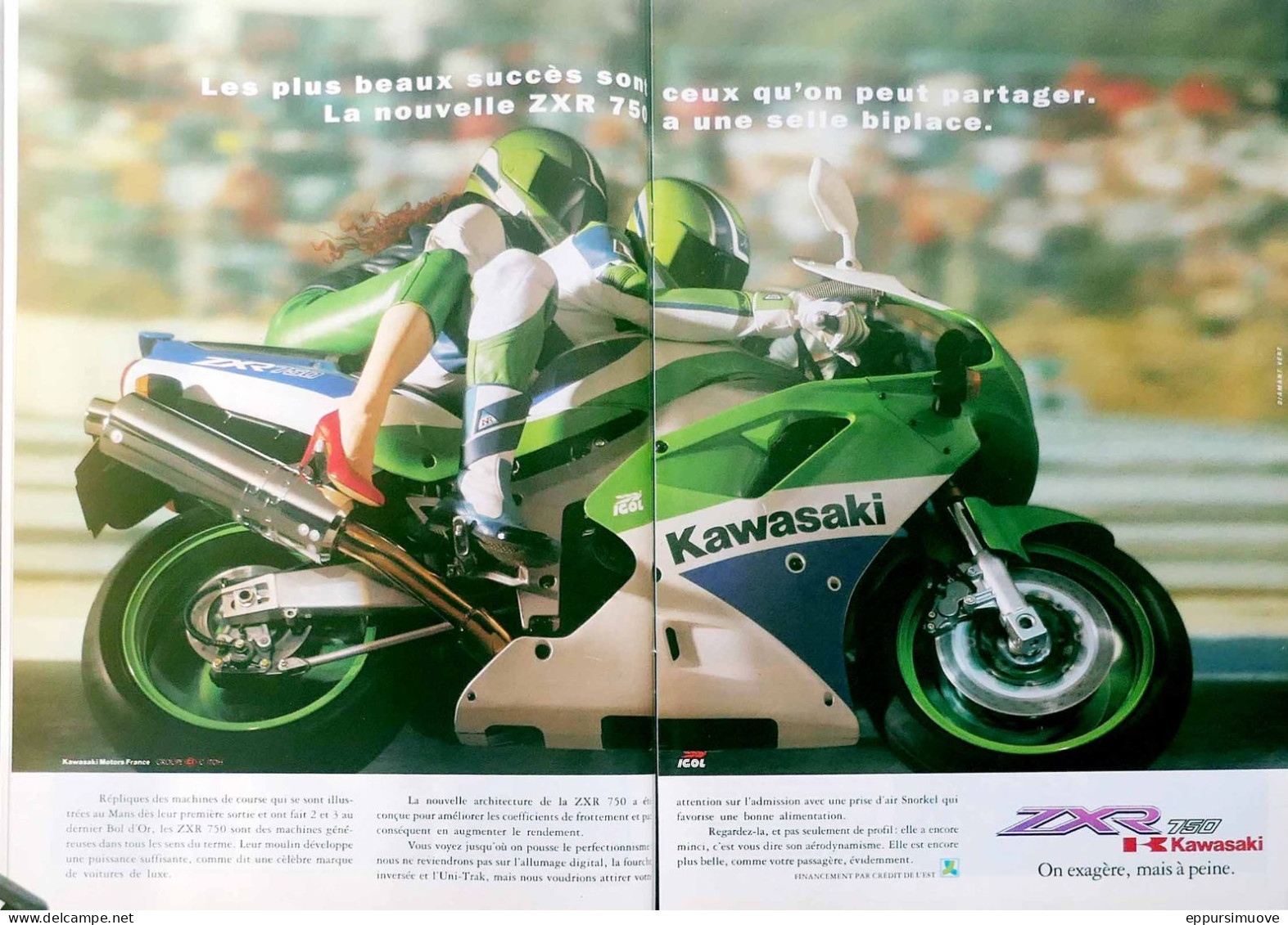 Publicité Papier 2 Pages KAWASAKI ZXR 750 Septembre 1991 MRFL - Pubblicitari