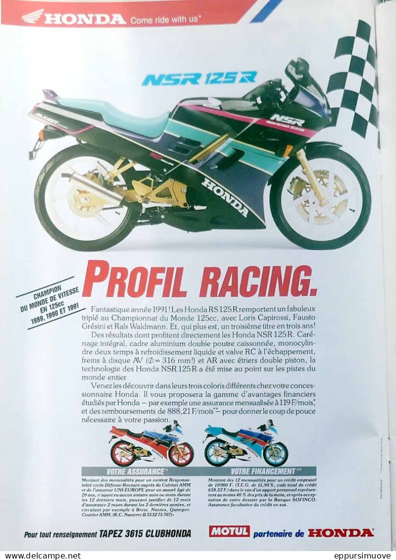 Publicité Papier MOTO HONDA NSR 125 R Décembre 1991 MRFL - Advertising