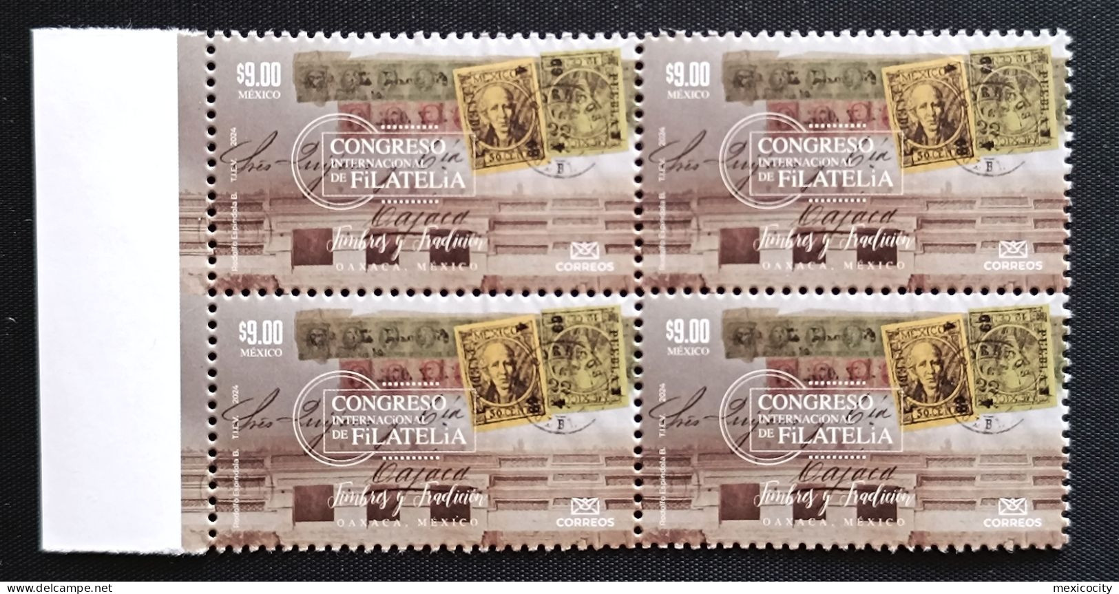 MEXICO 2024 STAMP ON STAMP Issue Block Of 4 Salon Del Timbre Oaxaca Mint NH Unm., Nice Stamp - Timbres Sur Timbres