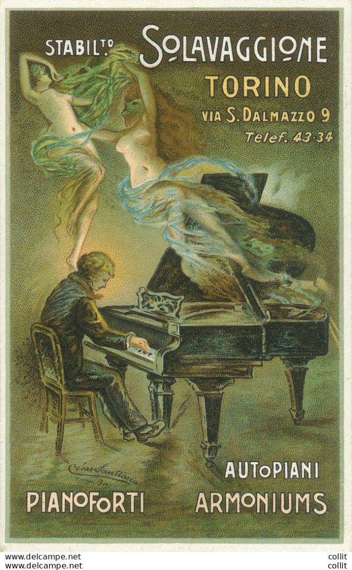 Pubblicità Torino - Cartolina Pianoforti Armoniums - C. Santiana - Marcophilia