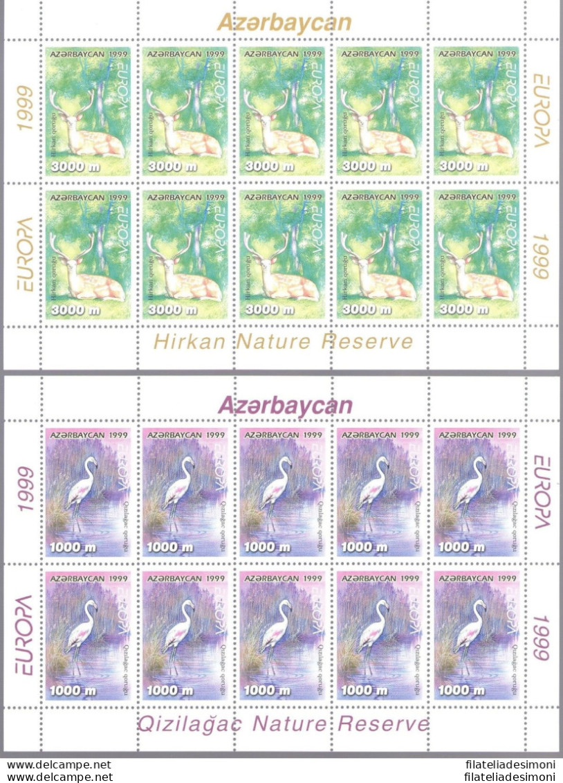 1999 EUROPA CEPT Azerbaycan 2 Minifogli 10 Val &quot;Parchi Naturali&quot;  MNH* - Autres & Non Classés