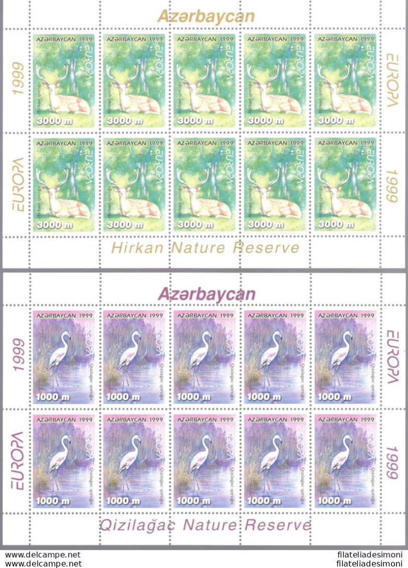 1999 EUROPA CEPT Azerbaycan 2 Minifogli 10 Val &quot;Parchi Naturali&quot;  MNH* - Andere & Zonder Classificatie