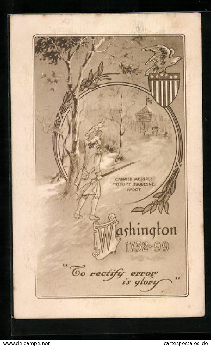 AK George Washington, Carried Message To Fort Duquesne Afoot  - Politische Und Militärische Männer