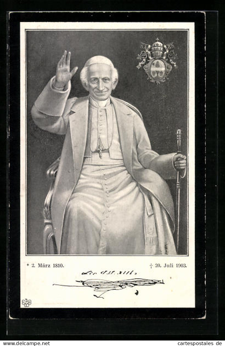 AK Der Winkende Papst Leo XIII., 2. März 1810 - 20. Juli 1903  - Popes